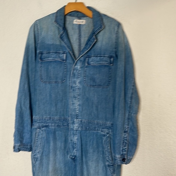 Madewell Denim Riveter Coverall Jumpsuit Medium Rinse Sz Small Oversized Relaxed - Picture 8 of 11